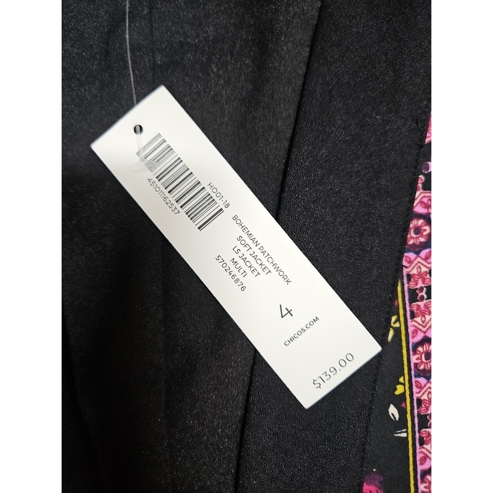 Chicos‎ Womens Patchwork Open Front Multicolor Cardigan Size 4 (XXL) NWT - Picture 6 of 9